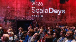 overview over an audience attending a talk, in the background "Scala Days 2026 Berlin" is displayed